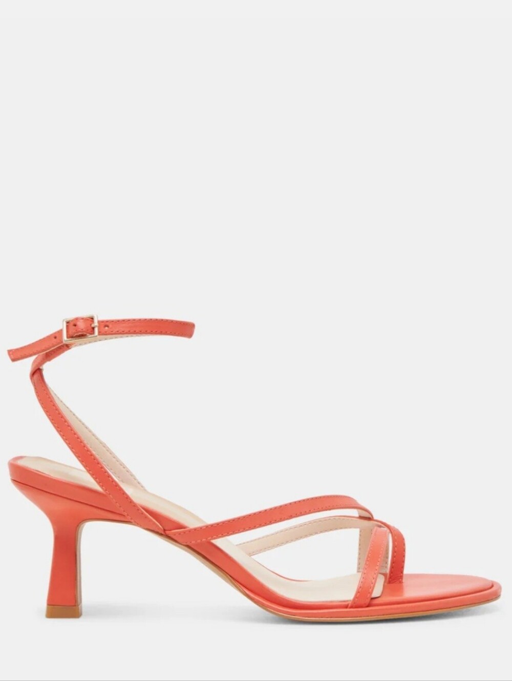 Dolce Vita Heeled Sandals 9.5 Coral Leather Morah Punch Strappy Dainty New $150